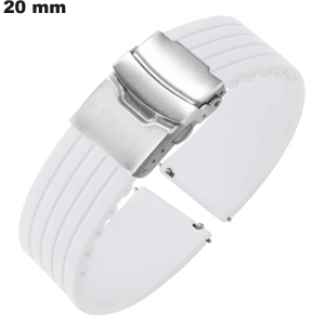 Bracelet Blanc Caoutchouc 20 mm pour montre : Livraison Rapide Bracelet Blanc Caoutchouc 20 mm pour montre : Livraison Rapide