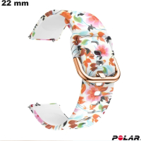 Armband Weiß 22 mm Blumendesign für günstige Polar Smartwatch