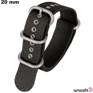 Verkauf von schwarzem Stoffarmband für Amazfit-Uhren 20 mm Zulu wasserdicht