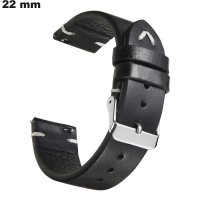 Armband Schwarz echte Leder 22mm - Schnelle Lieferung