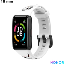 Bracelet Caoutchouc montre connectée 18 mm Honor Blanc