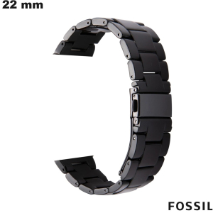 Bracelet montre connectée Résine Noir Fossil 22 mm pas cher