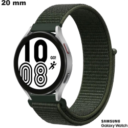 Bracelet Tissu Velcro 20mm Samsung Vert montre connectée