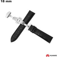 Echtes Lederarmband 18mm Uhr Schwarz Huawei günstig
