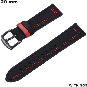 Armband 20 mm Uhr Schwarz Withings Echtes Leder günstig