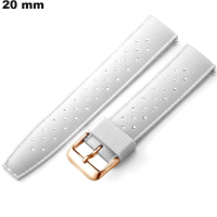 Armband Weißes Gummi für Uhr 20 mm ● Premium-Qualität