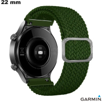 Bracelet Garmin Nylon Vert 22 mm extensible ● Qualité Premium