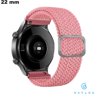 Venda de Bracelete de 22mm para Relógio Elástico de Tecido Rosa Haylou