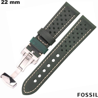 Venta de pulsera de 22mm de cuero auténtico verde para reloj Fossil original