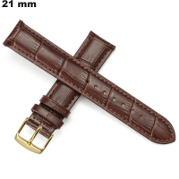 Pulsera de 21 mm Marrón croco de reloj de Cuero auténtico barato