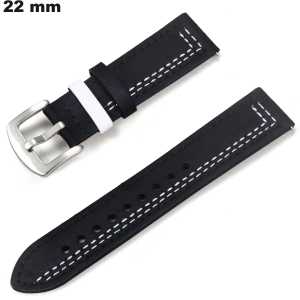 Brazalete Negro para reloj de 22 mm Cuero genuino: Calidad Premium