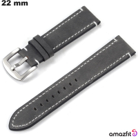 Comprar Pulseira de 22 mm para Relógio de Couro de Verdade Cinza Amazfit