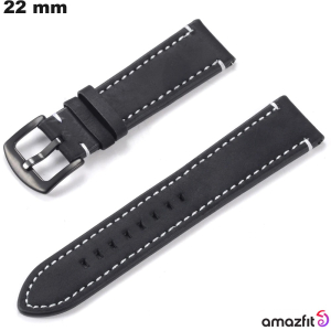 Vendita Bracciale 22mm Amazfit Nero per smartwatch in pelle vera