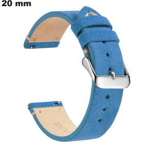 Armband voor horloge 20mm Blauw Echt Leer | Gratis Verzending