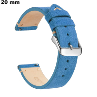 Armband voor horloge 20mm Blauw Echt Leer | Gratis Verzending