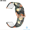 Bracelet Caoutchouc pour montre Fleurs Noir Haylou 20 mm pas cher