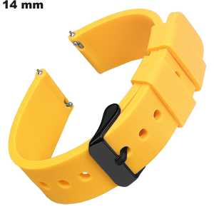 Yellow 14 mm Bracelet Anti-Sweat Quality Rubber Watch
