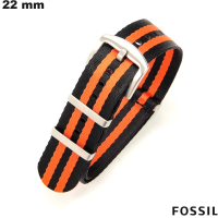 Armband 22mm Fossil Nylon Zwart smartwatch ● Gratis Levering