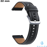 Bracciale 22 mm Nero di orologio Haylou in vera pelle economico