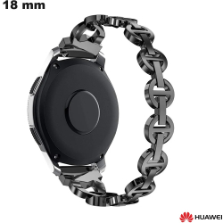 Armband Edelstahl 18mm Schwarz Huawei Smartwatch