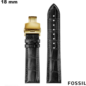 Venta de pulsera Fossil de 18 mm de cuero genuino negro para reloj