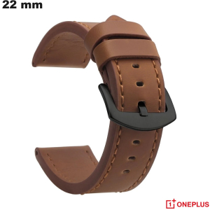 Verkauf von klassischem OnePlus PU-Lederarmband 22mm in Braun für Smartwatches