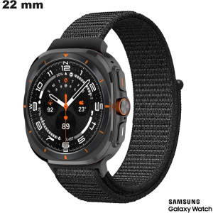 Bracelet 22mm pour montre Noir Samsung Tissu