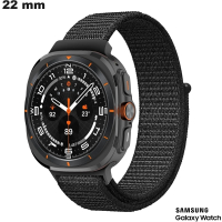 Bracelet 22mm pour montre Noir Samsung Tissu