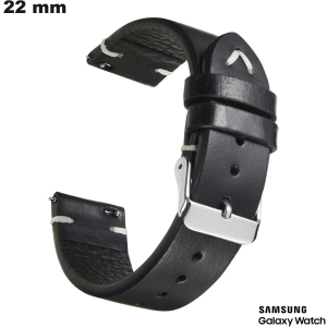 Armbanduhr Schwarz Echtes Leder Samsung 22mm Qualität