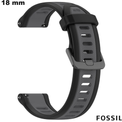 Bracelet montre connectée Gris Fossil Silicone 18mm