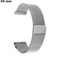 Pulsera de reloj de acero inoxidable plateado de 24 mm de calidad