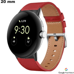 Pulseira Google Pixel 20 mm para relógio Vermelho Couro