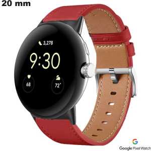 Acheter Bracelet Google Pixel 20 mm pour montre Rouge Cuir