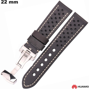 Vente Bracelet 22mm Noir Cuir véritable de montre Huawei