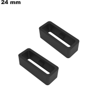 2 Loops 24mm Noir Caoutchouc  de montre - Envoi en 24h