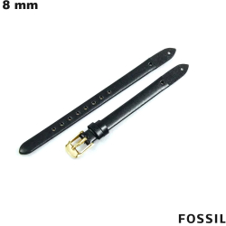 Pulseira Preta 8 mm Fóssil de relógio Couro verdadeiro