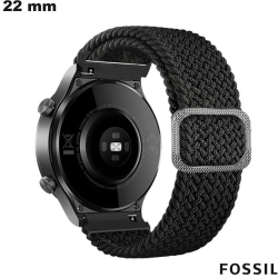 22 mm Black Fossil Fabric Elastic Watch Strap
