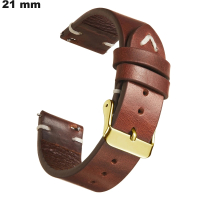 Armbandstijl handgemaakt Echt leer Bruin 21mm van goede kwaliteit
