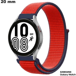Bracelet Tissu 20 mm Rouge pour montre Samsung