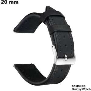 Samsung Watch 20mm Black Genuine Leather Bracelet Quality