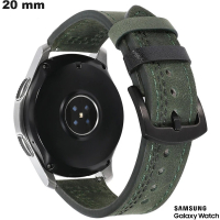 Verkauf Echtes Lederarmband 20mm für Samsung Uhr Grün