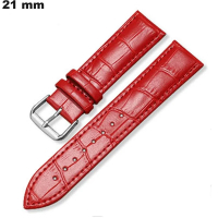 Armband Rood 21 mm krokodil voor horloge Echt kwaliteitsleer