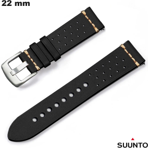 Armband Echte Leren Suunto voor Horloge Zwart 22mm Goedkoop