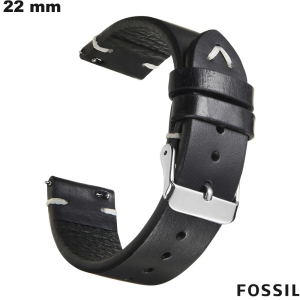 Smartwatch-Armband 22mm Echtes Leder Schwarz günstig Fossil