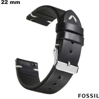 Smartwatch-Armband 22mm Echtes Leder Schwarz günstig Fossil