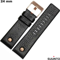 Koop Suunto 24mm Zwart Echte Leren Armband (D5, Suunto 7)