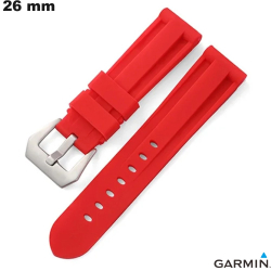 Bracelet Caoutchouc 26mm Rouge de montre Garmin