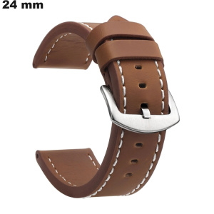 Armband 24 mm Braunes Synthetikleder für günstige Uhren