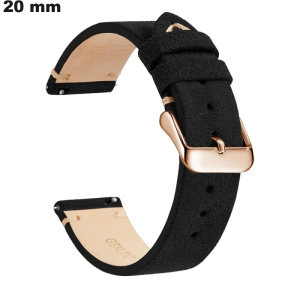 Armband Zwart noble leren horloge 20mm ● Verzendtijd 24u