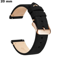 Armband Zwart noble leren horloge 20mm ● Verzendtijd 24u